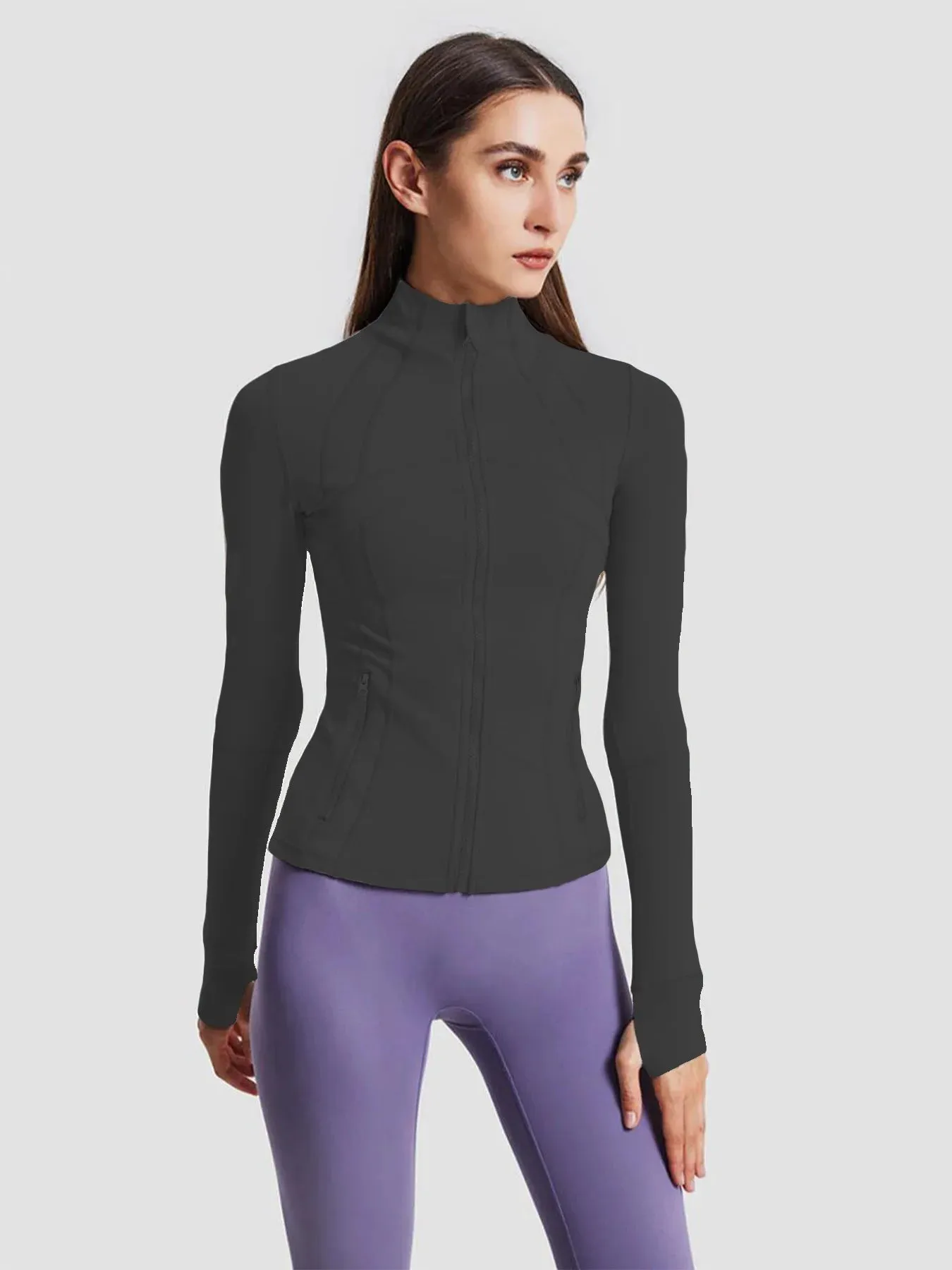 New yoga jacket with zipper, stand-up collar, ideal for fitness training