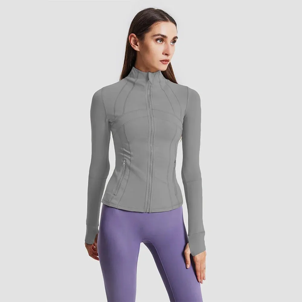 New yoga jacket with zipper, stand-up collar, ideal for fitness training