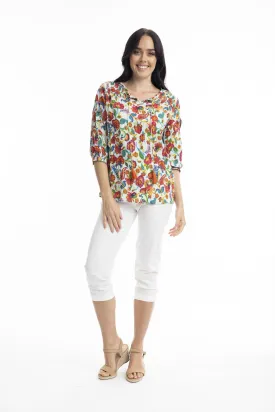 Orientique - Carvalho Boho Top Shirred-White