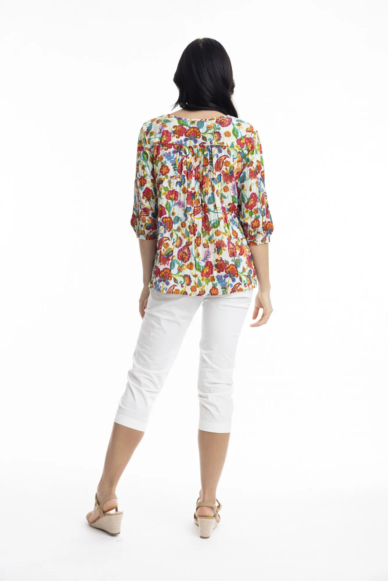 Orientique - Carvalho Boho Top Shirred-White