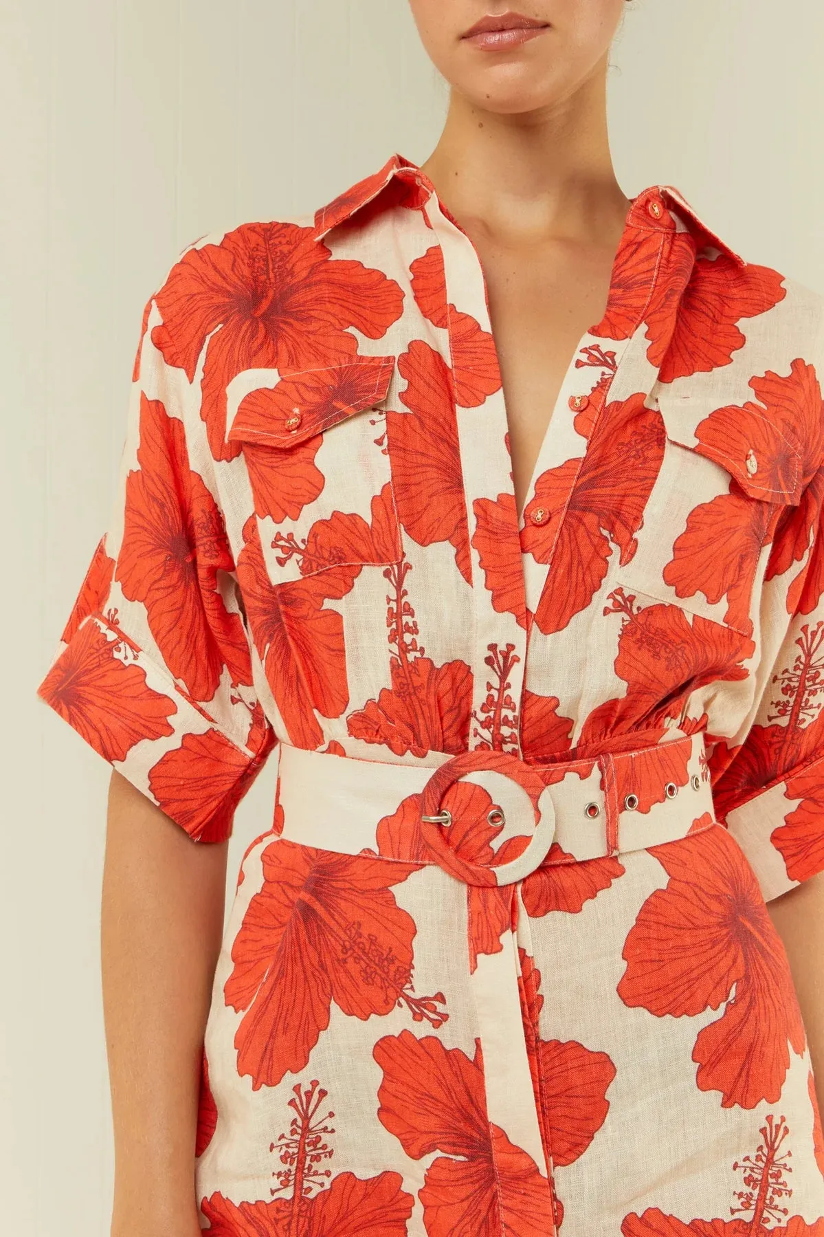 Palm Noosa - Camellia Dress - Red Hibiscus