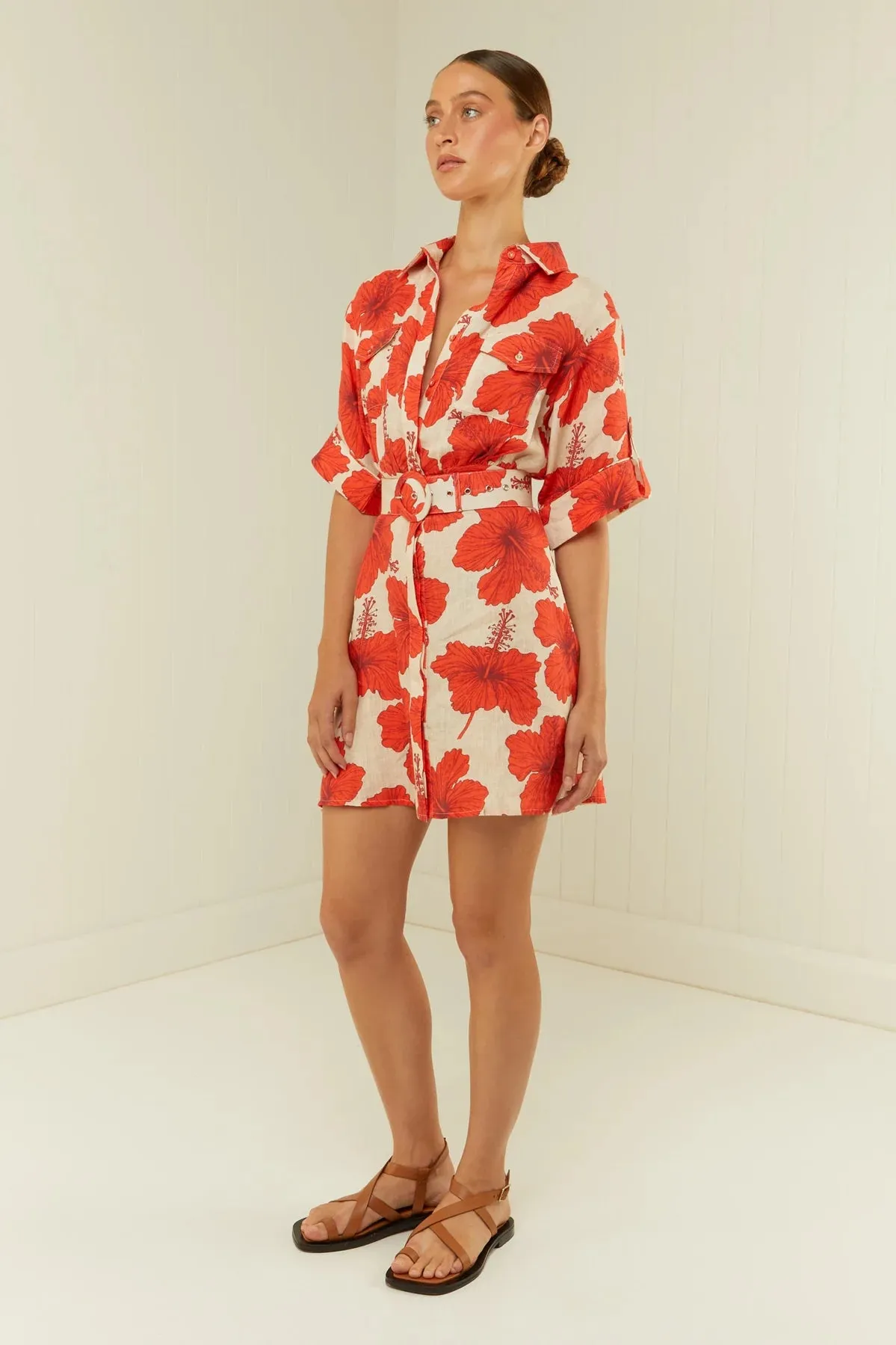 Palm Noosa - Camellia Dress - Red Hibiscus