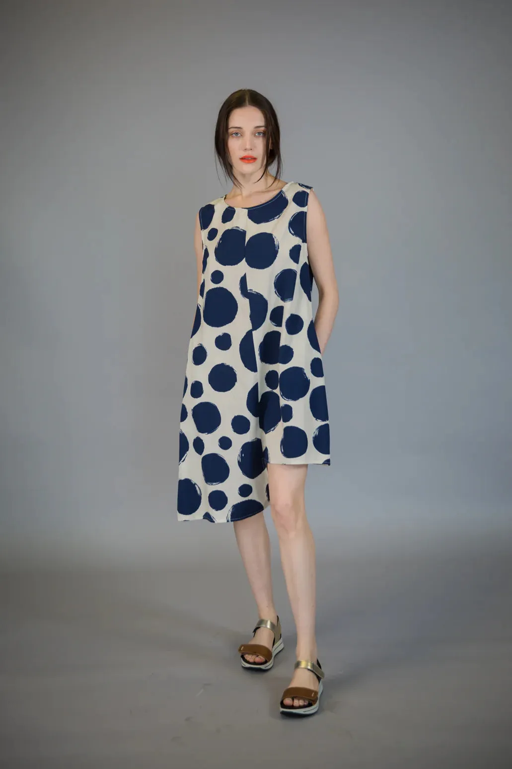 Paolo Tricot Sale, SU8224 Long Polka Dot Tank Dress 50% Off Regular Price