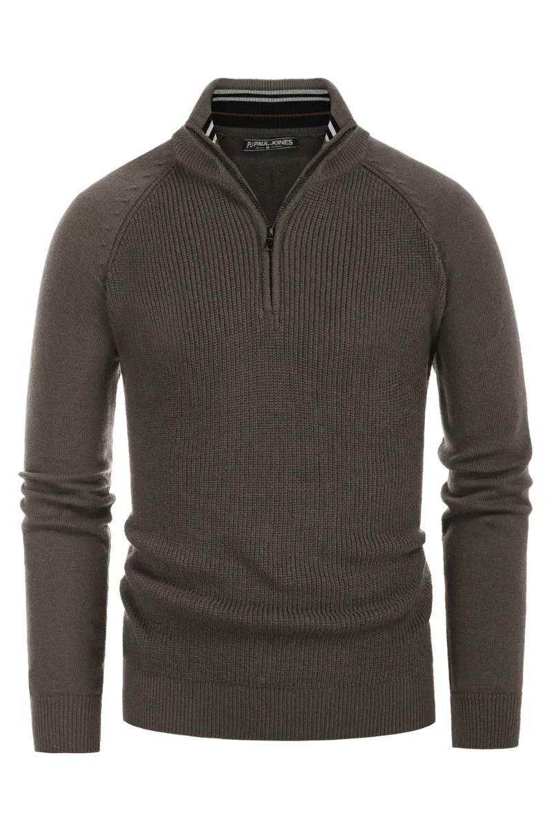 Paul Jones Men's Quarter Zip Sweater Casual Mock Neck Pullover Slim Fit Knit Polo Sweater