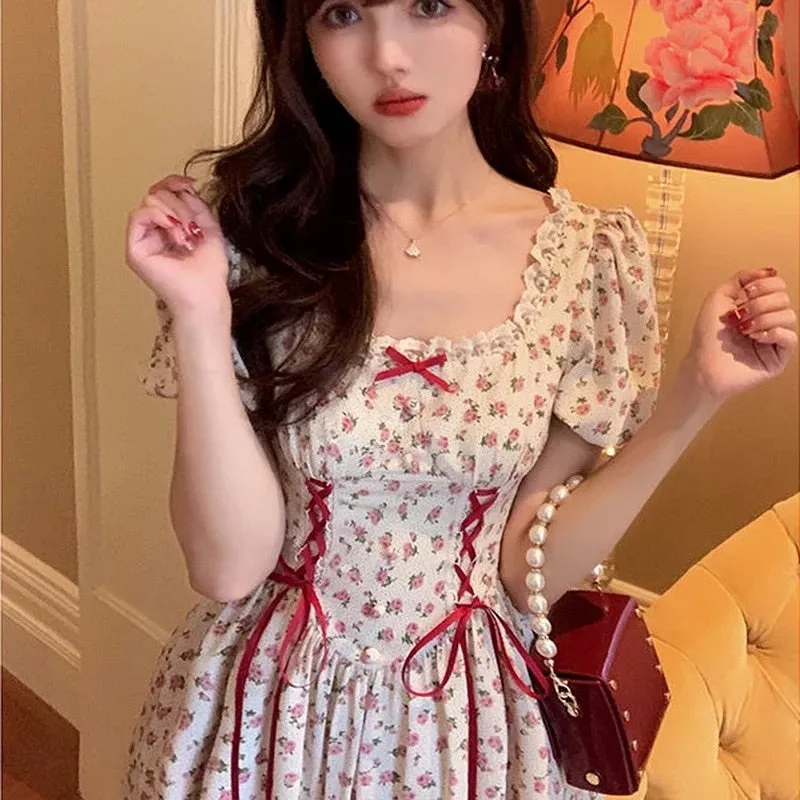 Rose Print Lace Dress