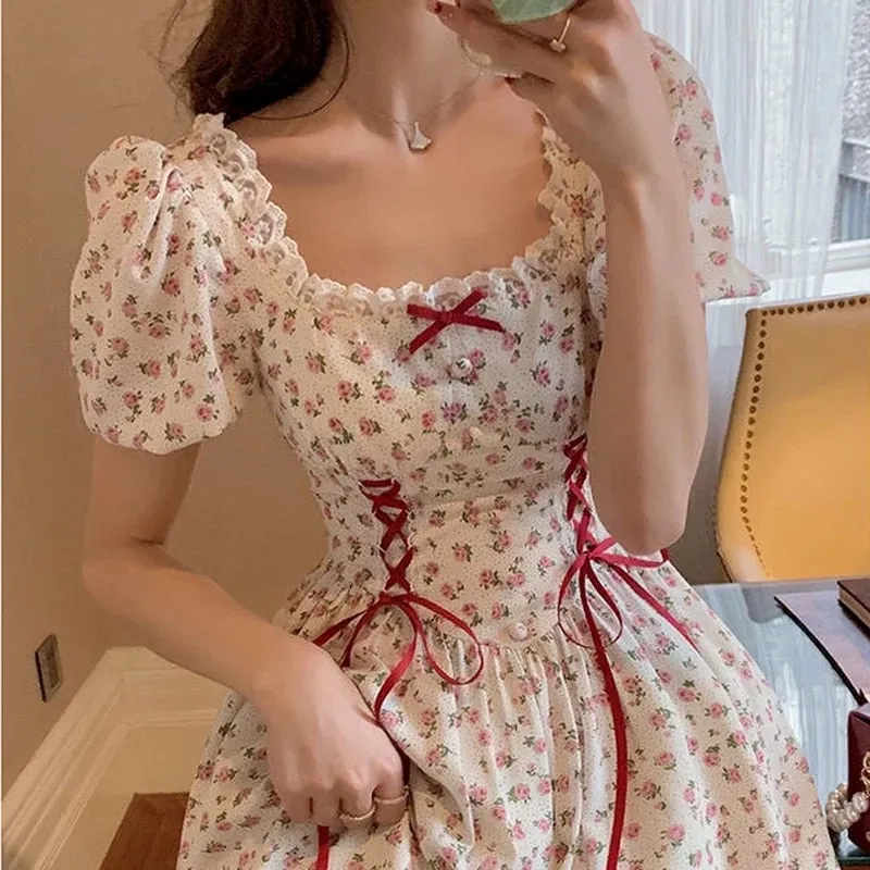 Rose Print Lace Dress