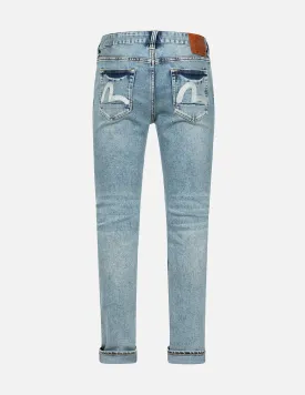 Seagull Embroidery Distressed Flex Skinny Denim Jeans #2028