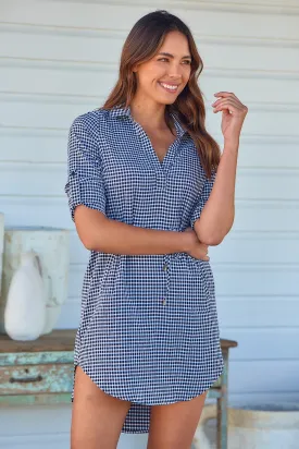 Siara Black Gingham Long Sleeve Shirt Dress