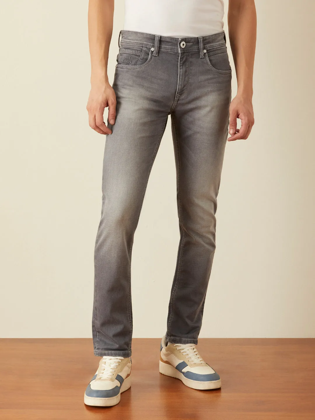 Skinny Fit Grey Plain Jeans