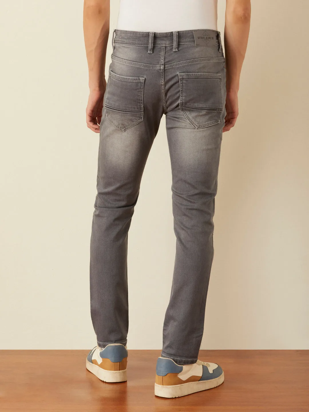 Skinny Fit Grey Plain Jeans