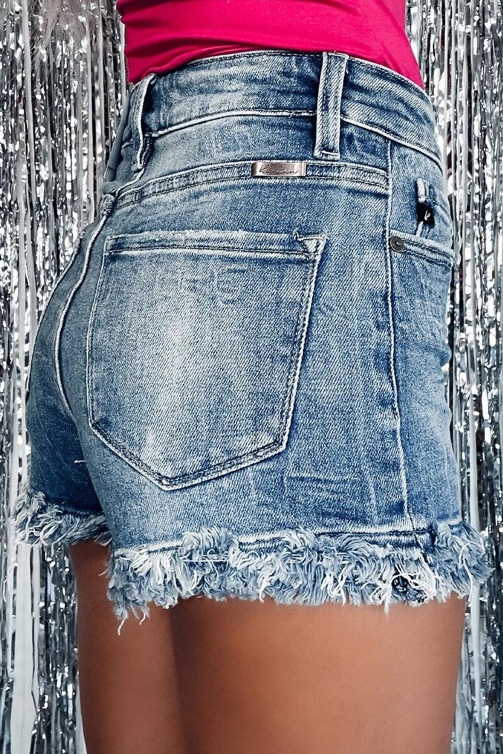 Skinny Fringe High Waist Denim Shorts