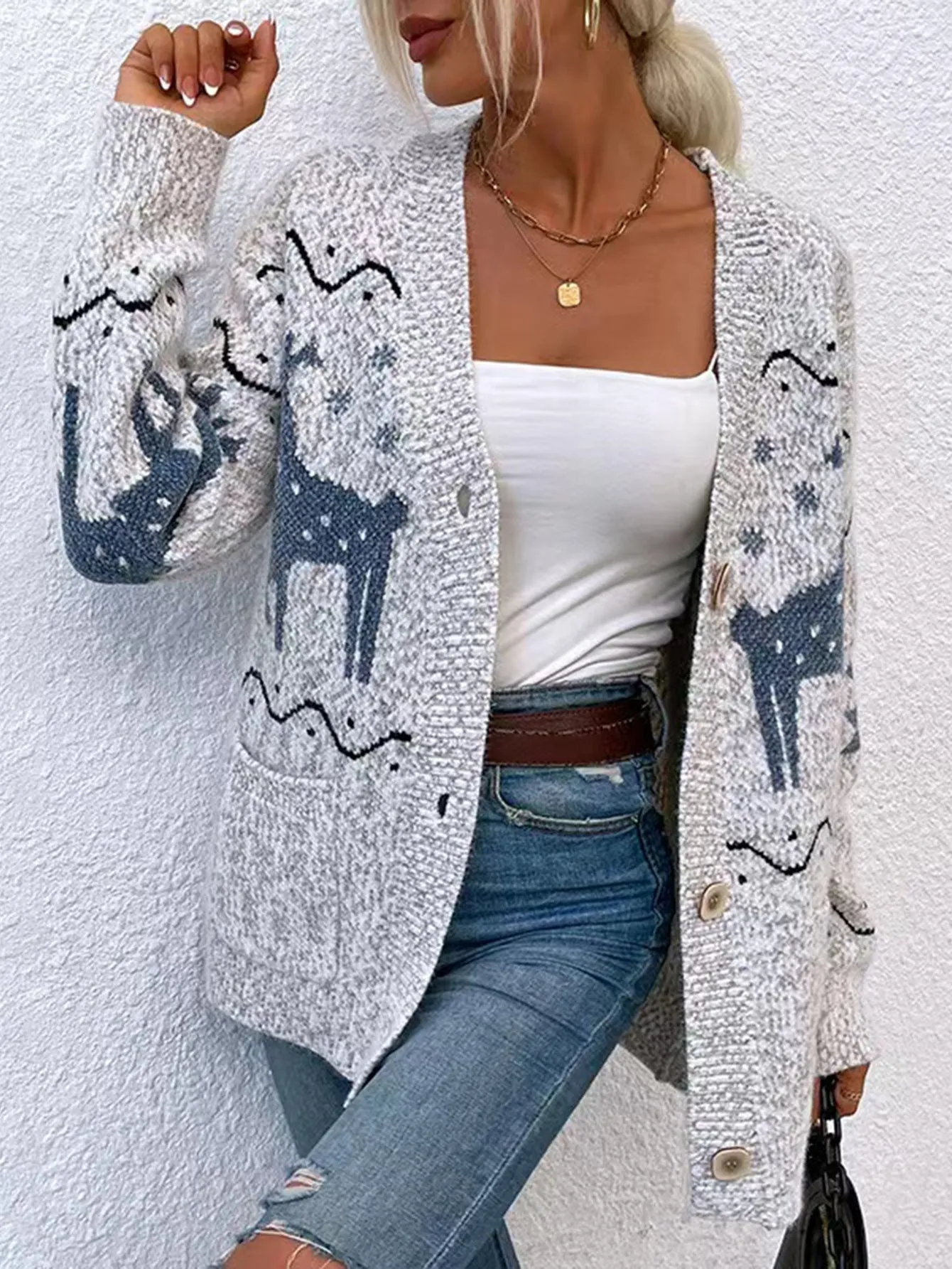 Spring Autumn Chenille Knitted Cardigan Women Sweater Jacquard Ribbon Pocket Casual Coat Women