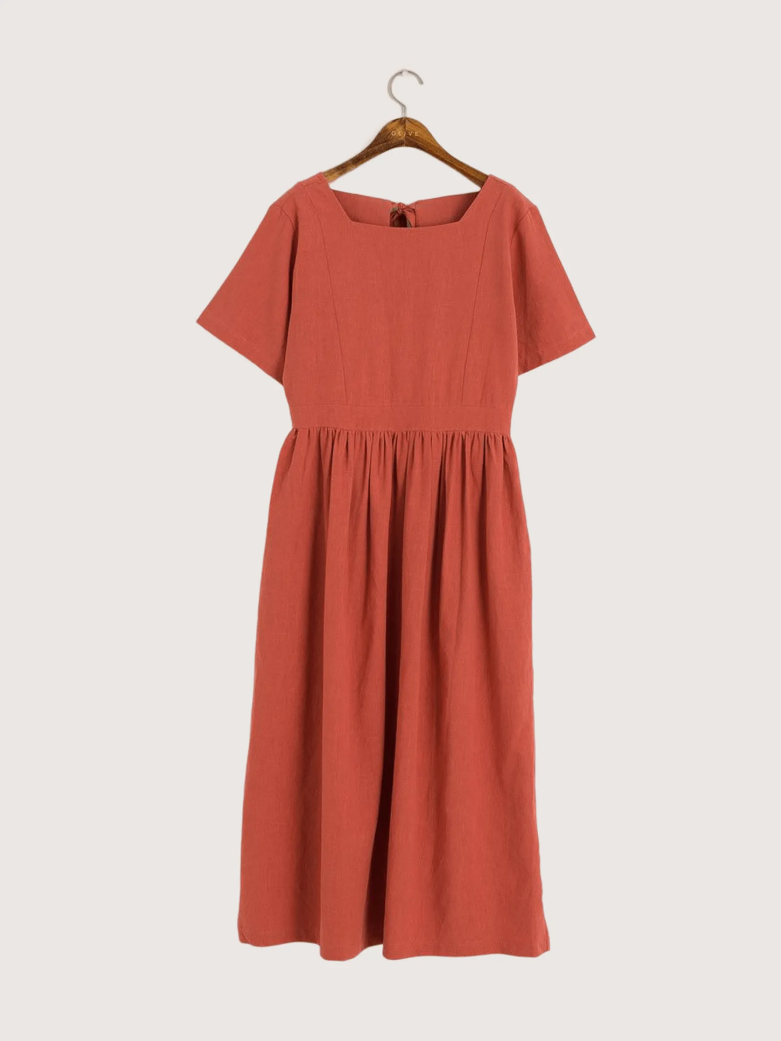 Square Neck Linen Dress