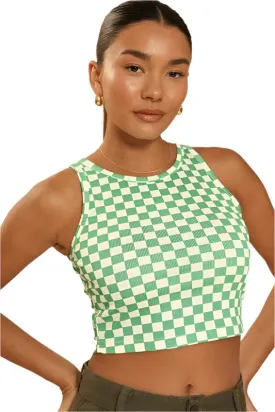 TEEK - Cropped Checkered Rib Knit Tank