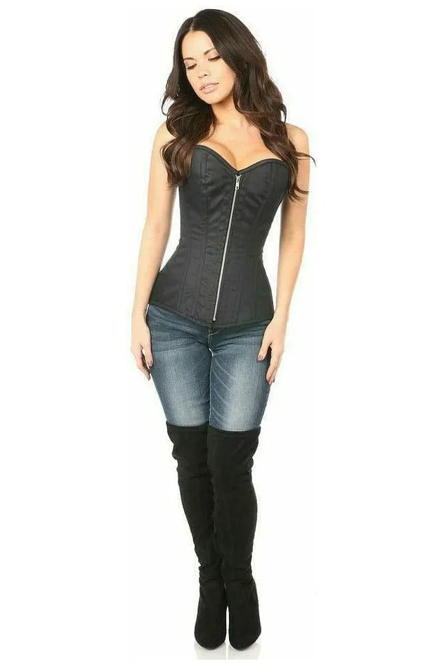 Top Drawer Black Cotton Steel Boned Corset w/Zipper