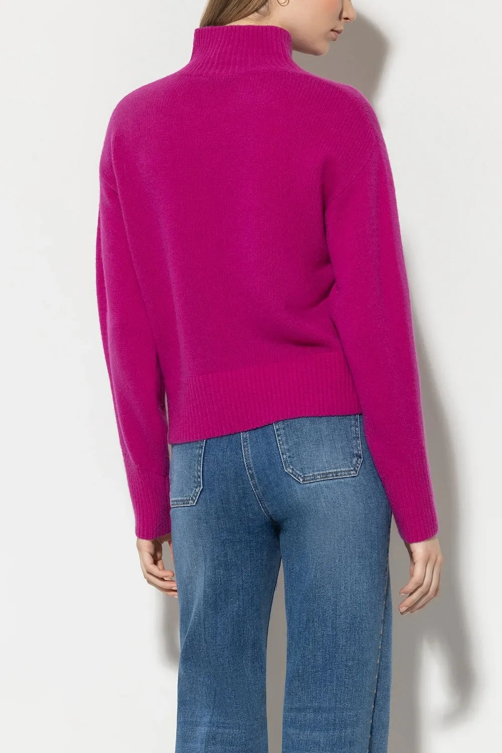 Ultra Pink Cashmere Blend Turtleneck Sweater